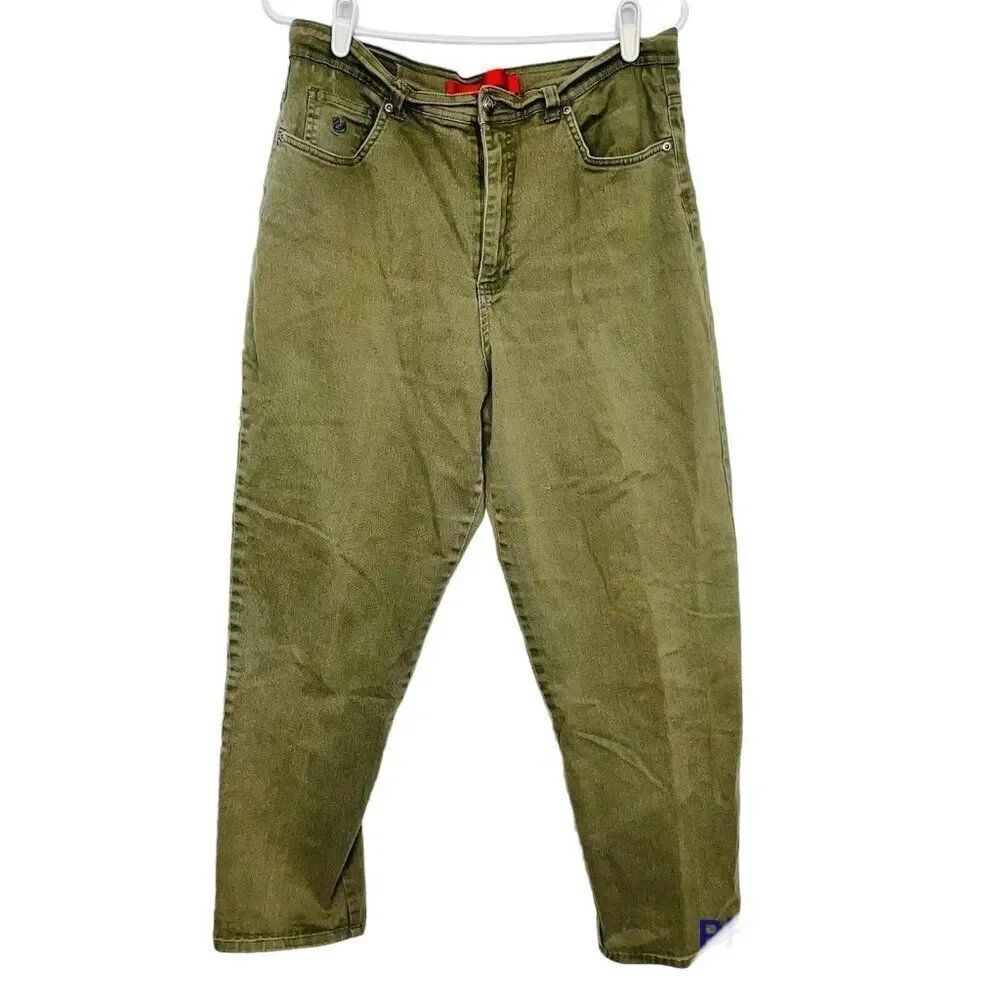 Gloria Vanderbilt Womens 16 Jeans Olive Green Stretch Regular Straight Leg